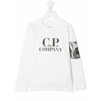 C.P. Company Kids Blusa mangas longas com estampa de logo - Branco