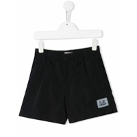 C.P. Company Kids Short de natação com patch de logo - Preto