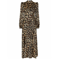 De La Vali Vestido midi Clara com estampa de leopardo - Preto