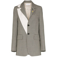 Delada Blazer de lã com abotoamento simples e pied-de-poule - Preto