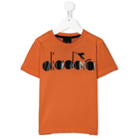 Diadora Junior Camiseta decote careca com estampa de logo - Laranja