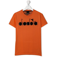 Diadora Junior Camiseta decote careca com estampa de logo - Laranja