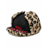 Diesel cheetah pattern faux-fur trapper hat - Neutro
