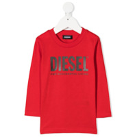 Diesel Kids Blusa mangas longas com estampa de logo - Vermelho