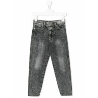 Diesel Kids Calça jeans cenoura com aplicação de cristais Swarovski - Cinza
