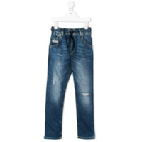 Diesel Kids Calça jeans cintura média com cordão de ajuste - Azul