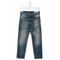 Diesel Kids Calça jeans com detalhes puídos - Azul