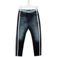 Diesel Kids Calça jeans com listras e efeito destroyed - Azul