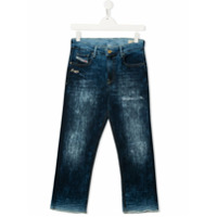 Diesel Kids Calça jeans reta com efeito destroyed - Azul