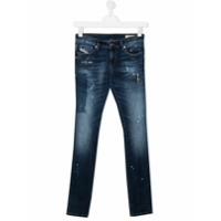 Diesel Kids Calça jeans reta com lavagem - Azul