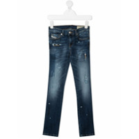 Diesel Kids Calça jeans reta com lavagem estonada - Azul