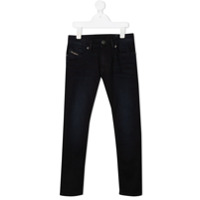 Diesel Kids Calça jeans slim cintura média - Preto