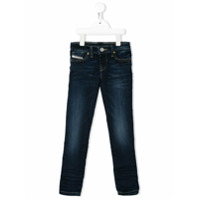 Diesel Kids Calça jeans slim com costura contrastante - Azul