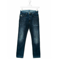 Diesel Kids Calça jeans slim com efeito desgastado - Azul