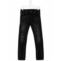 Diesel Kids Calça jeans slim com efeito destroyed - Preto