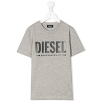 Diesel Kids Camiseta com estampa de logo - Cinza