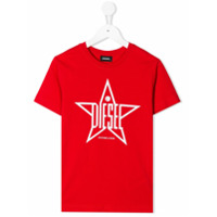 Diesel Kids Camiseta com estampa de logo e estrela - Vermelho