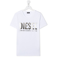 Diesel Kids Camiseta com estampa de logo metálico - Branco