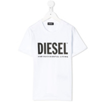 Diesel Kids Camiseta com logo contrastante - Branco