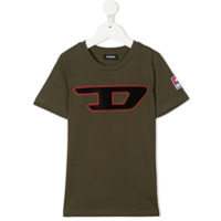 Diesel Kids Camiseta com patch de logo - Verde