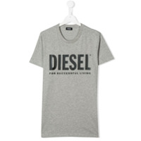 Diesel Kids Camiseta de algodão com estampa de logo - Cinza
