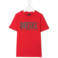 Diesel Kids Camiseta decote careca com estampa de logo - Vermelho