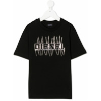 Diesel Kids Camiseta decote careca com logo - Preto