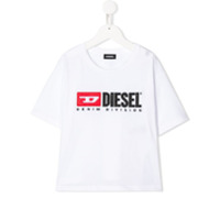 Diesel Kids Camiseta gola careca com patch de logo bordado - Branco