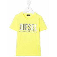 Diesel Kids Camiseta gola redonda com estampa de logo metálico - Amarelo