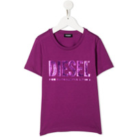 Diesel Kids Camiseta mangas curtas com estampa de logo - Roxo