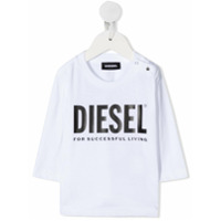 Diesel Kids Camiseta mangas longas com estampa de logo - Branco