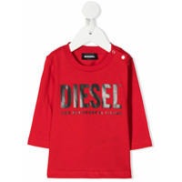 Diesel Kids Camiseta mangas longas com estampa de logo - Vermelho