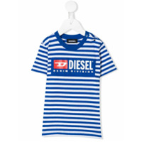 Diesel Kids Camiseta TVikb de algodão com listras - Branco