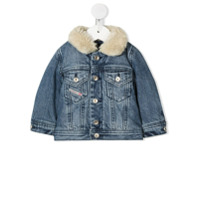 Diesel Kids Jaqueta jeans com pelos na gola - Azul