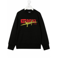 Diesel Kids logo print cotton sweatshirt - Preto