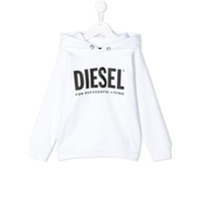 Diesel Kids Moletom com capuz e estampa de logo - Branco