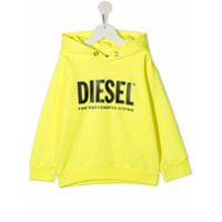 Diesel Kids Moletom com estampa de logo e capuz - Amarelo