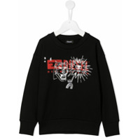 Diesel Kids Moletom com estampa de logo e rabisco - Preto