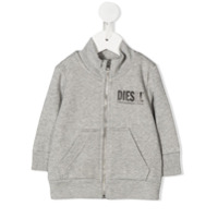 Diesel Kids Moletom com estampa de logo e zíper - Cinza