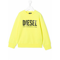 Diesel Kids Moletom com estampa de logo Screw Division - Amarelo