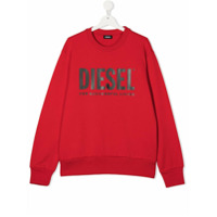 Diesel Kids Moletom com estampa de logo - Vermelho