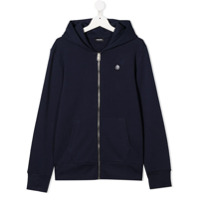Diesel Kids Moletom de zíper com capuz e logo - Azul