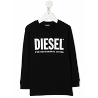 Diesel Kids Moletom decote careca com estampa de logo - Preto