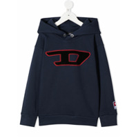 Diesel Kids Moletom mangas longas com capuz e bordado - Azul