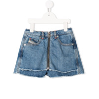 Diesel Kids Short destroyed com detalhe de zíper - Azul