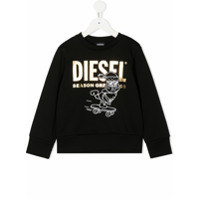 Diesel Kids Suéter com estampa de logo - Preto