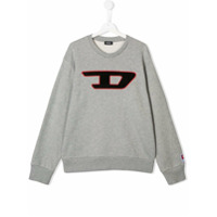 Diesel Kids Suéter com logo bordado - Cinza
