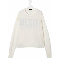 Diesel Kids Suéter mangas longas com estampa de logo - Branco