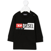 Diesel Kids Suéter mangas longas com estampa de logo - Preto