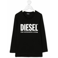 Diesel Kids Suéter mangas longas com estampa de logo - Preto